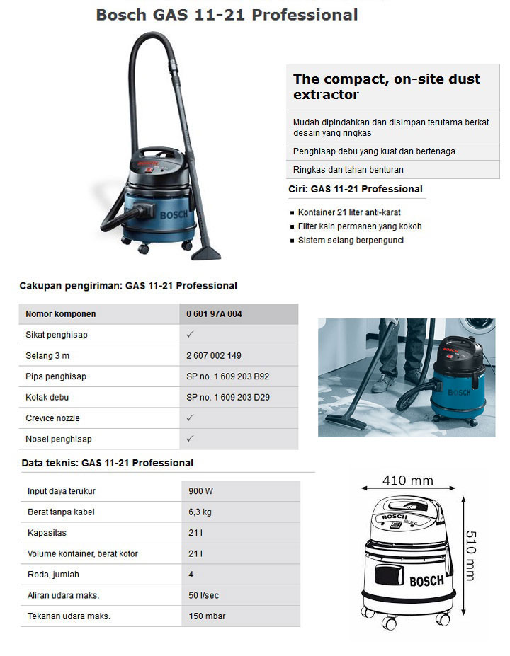 Vacuum cleaner Bosch gas 11-21